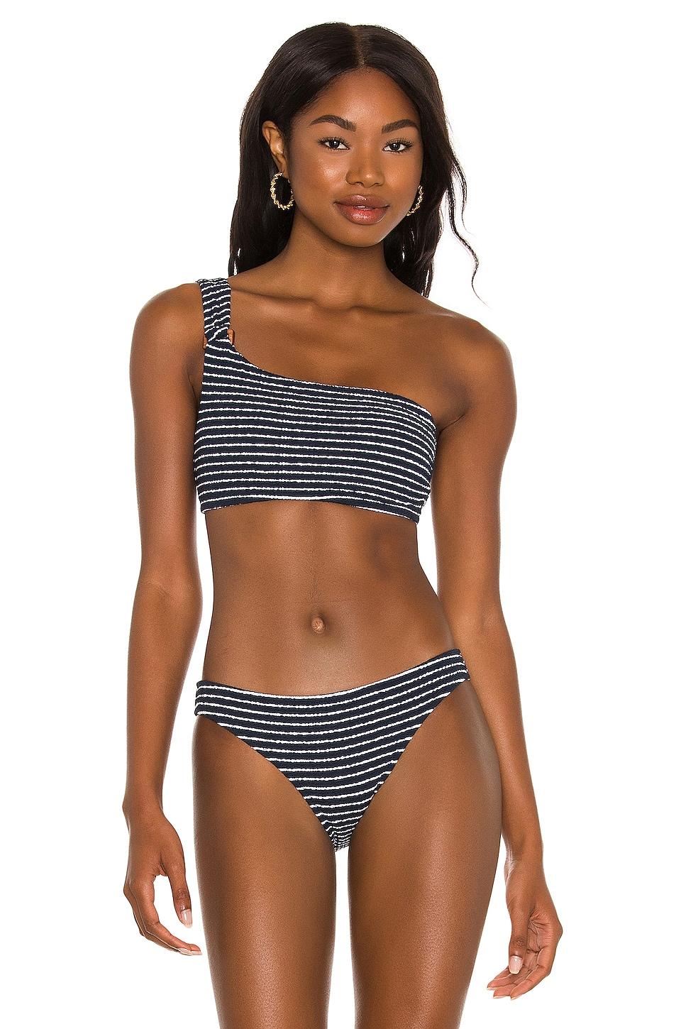 Seafolly Seaside Stripe One Shoulder Bikini Top in Blue - Lyst