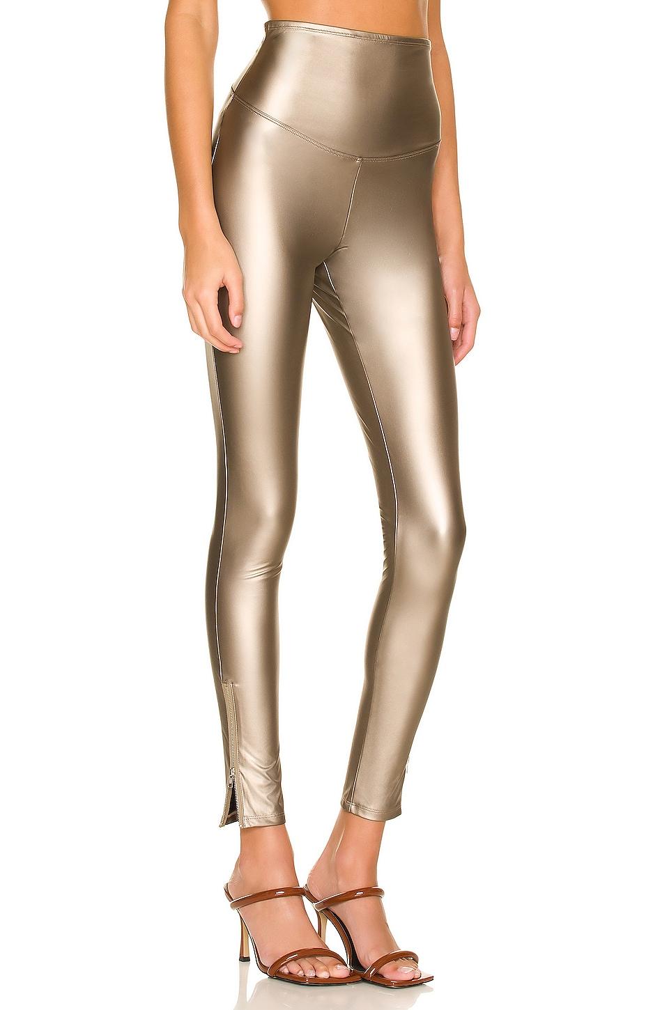 Yummie Bronze Faux Leather Legging With Ankle Zipper in Metallic | Lyst