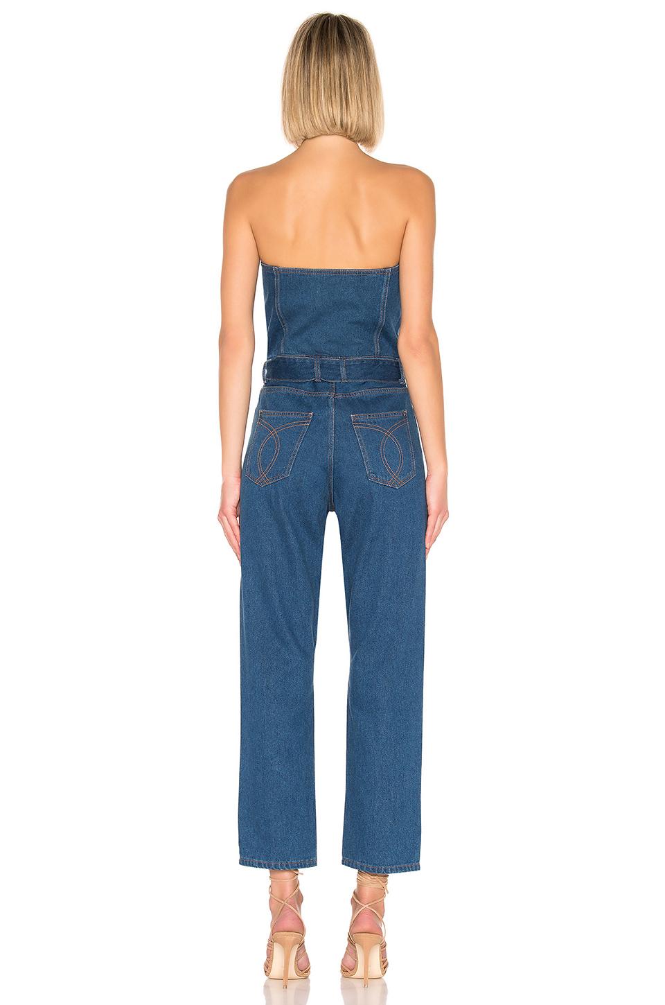 denim bustier jumpsuit