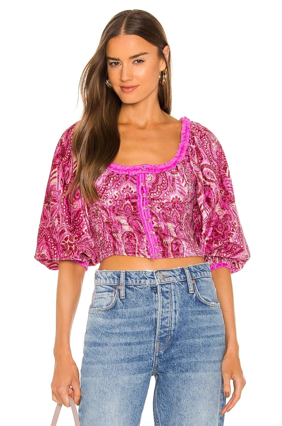 Free People Dare Me Velvet Blouse 