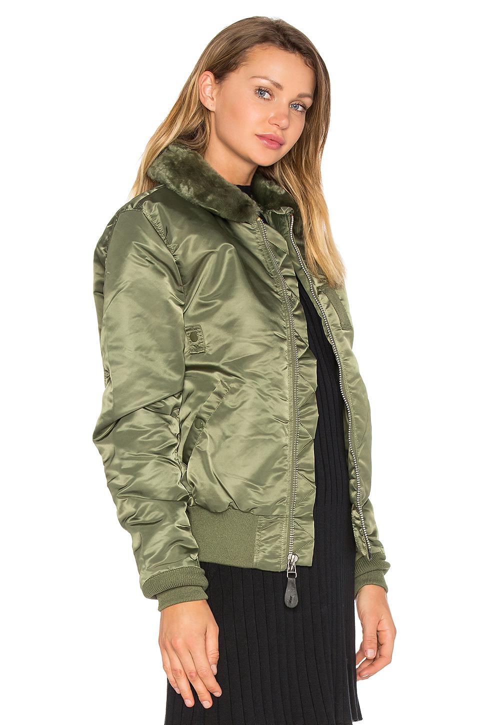 Alpha Industries B-15 Slim Fit Bomber With Faux Fur Collar - Lyst