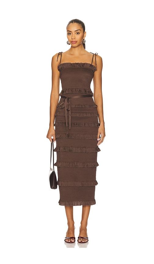 brown v chapman dress The Carmella Dress in Chocolate Peony Print 0 / Chocolate Peony Print