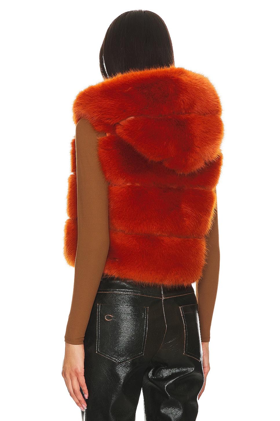Adrienne Landau Faux Fur Hooded Vest in Red | Lyst