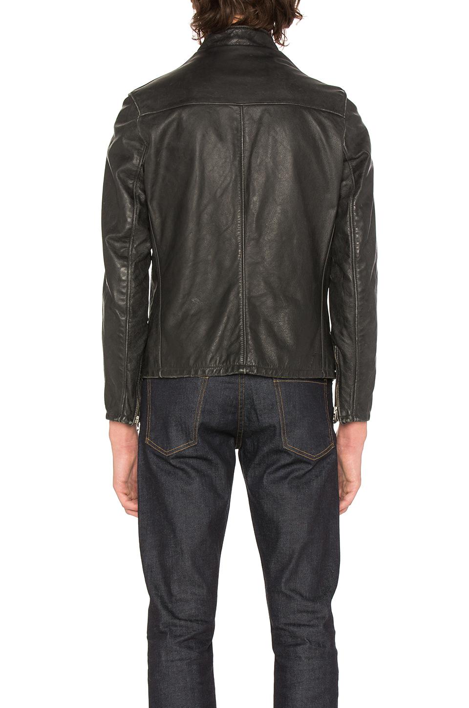 Schott Nyc Leather Vintaged Cafe Moto Jacket in Black for Men - Lyst