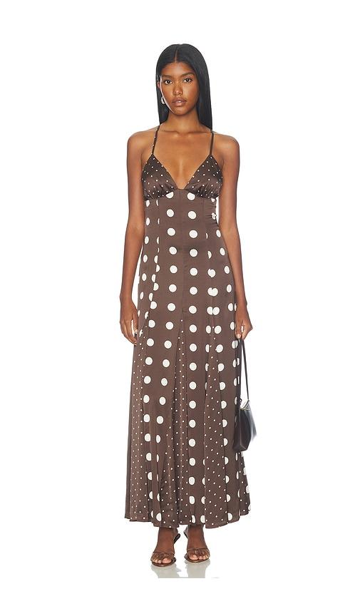 dot maxi dress in brown & ivory dot majorelle dresses for Women | Online Sale up to 83% off Libra Veaul 2026 Affordable Ocean Color:Grecian Blue 76% Rayon