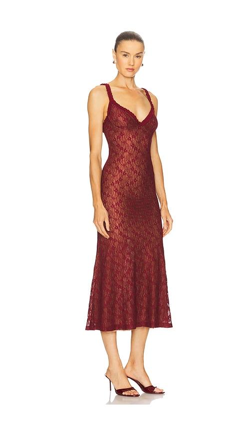 chinese dress ladies Bardot Premium Lace Midi Dress in Berry main image 0