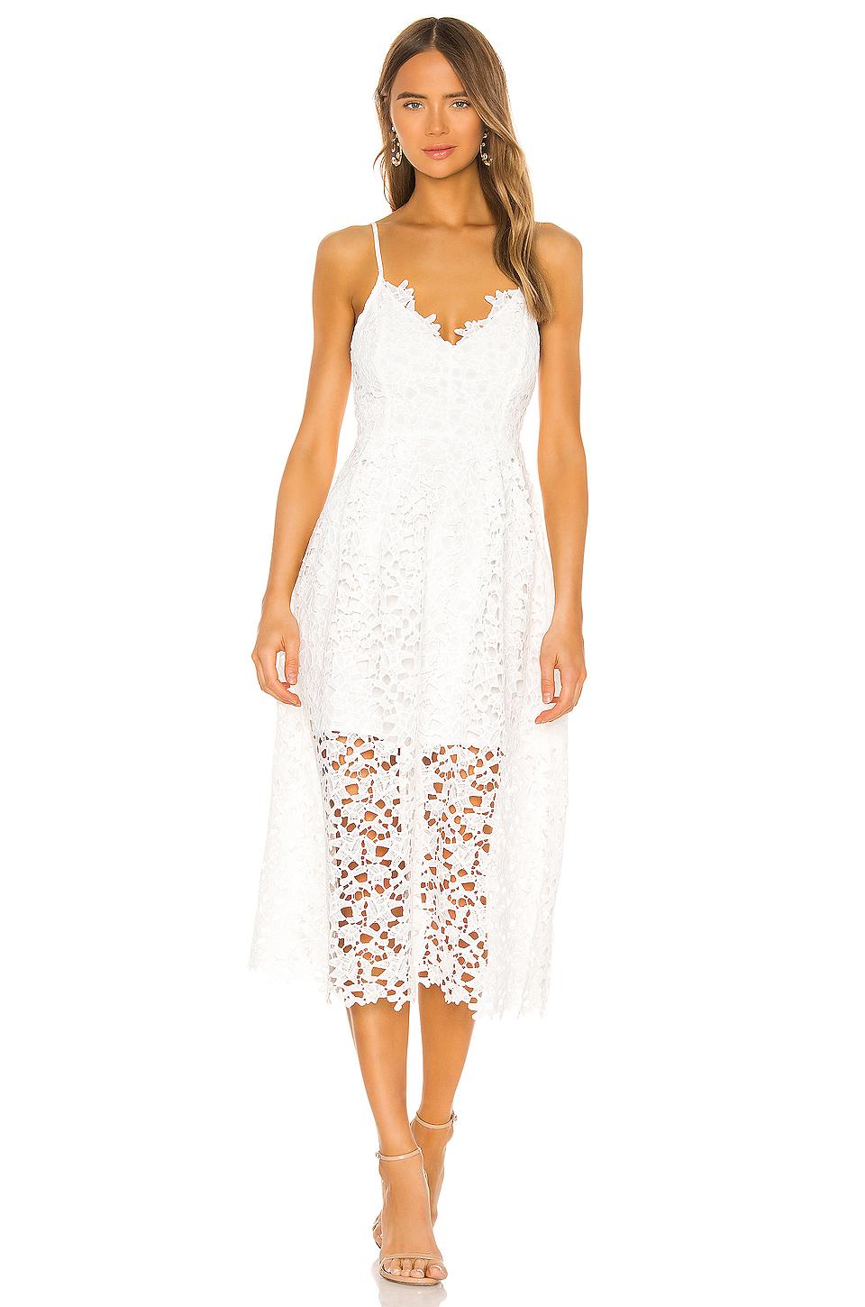 Astr Lace A Line Midi Dress in White - Lyst