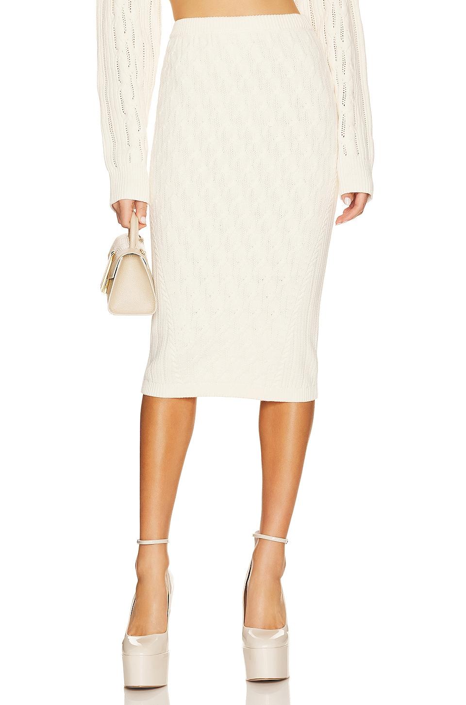 LPA Laraine Cable Knit Midi Skirt in Natural | Lyst