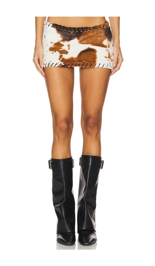 Fur Stitch PU Low-Waist Short Skirt