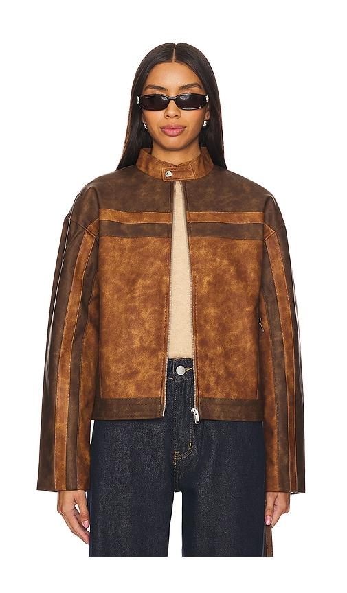 Superdown leather high quality & shearling crop aviator jacket