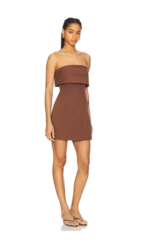 misha jemma cotton sateen mini dress in Brown Brown Modest Dress For inv-20 Color:Black-Nude