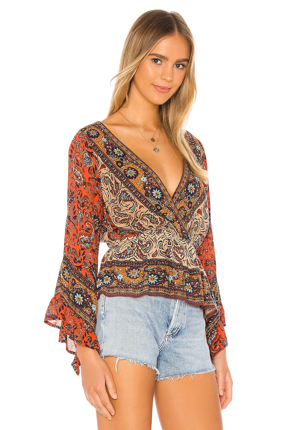 Free People Synthetic Rosalie Wrap Top in Red - Lyst