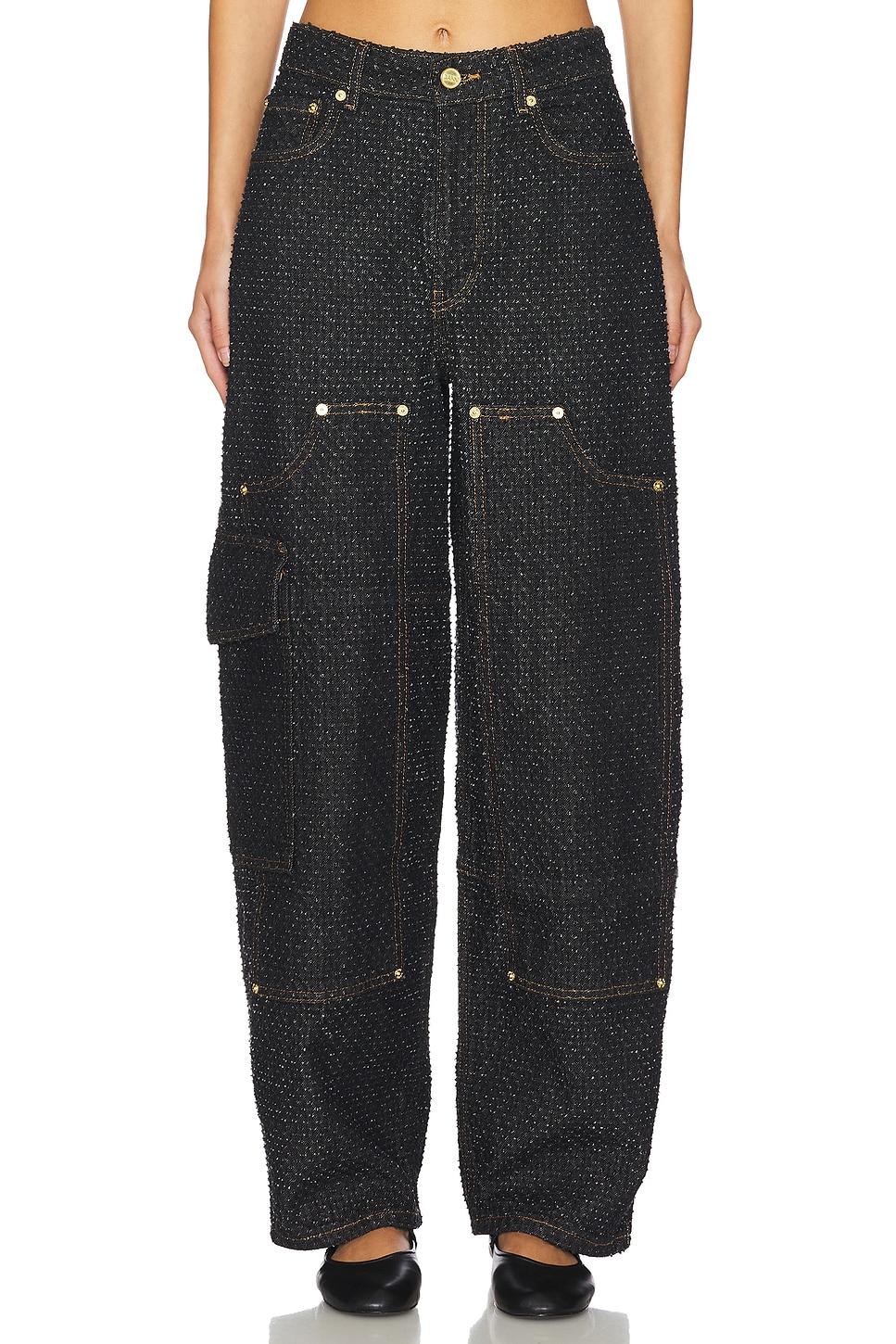 Ganni レディース ブラック Fluffy Denim Carpenter デニム ジーンズ