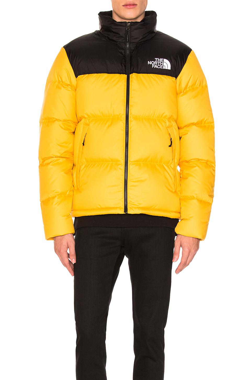 The North Face Satin Yellow & Black Down Novelty Nuptse Jacket 