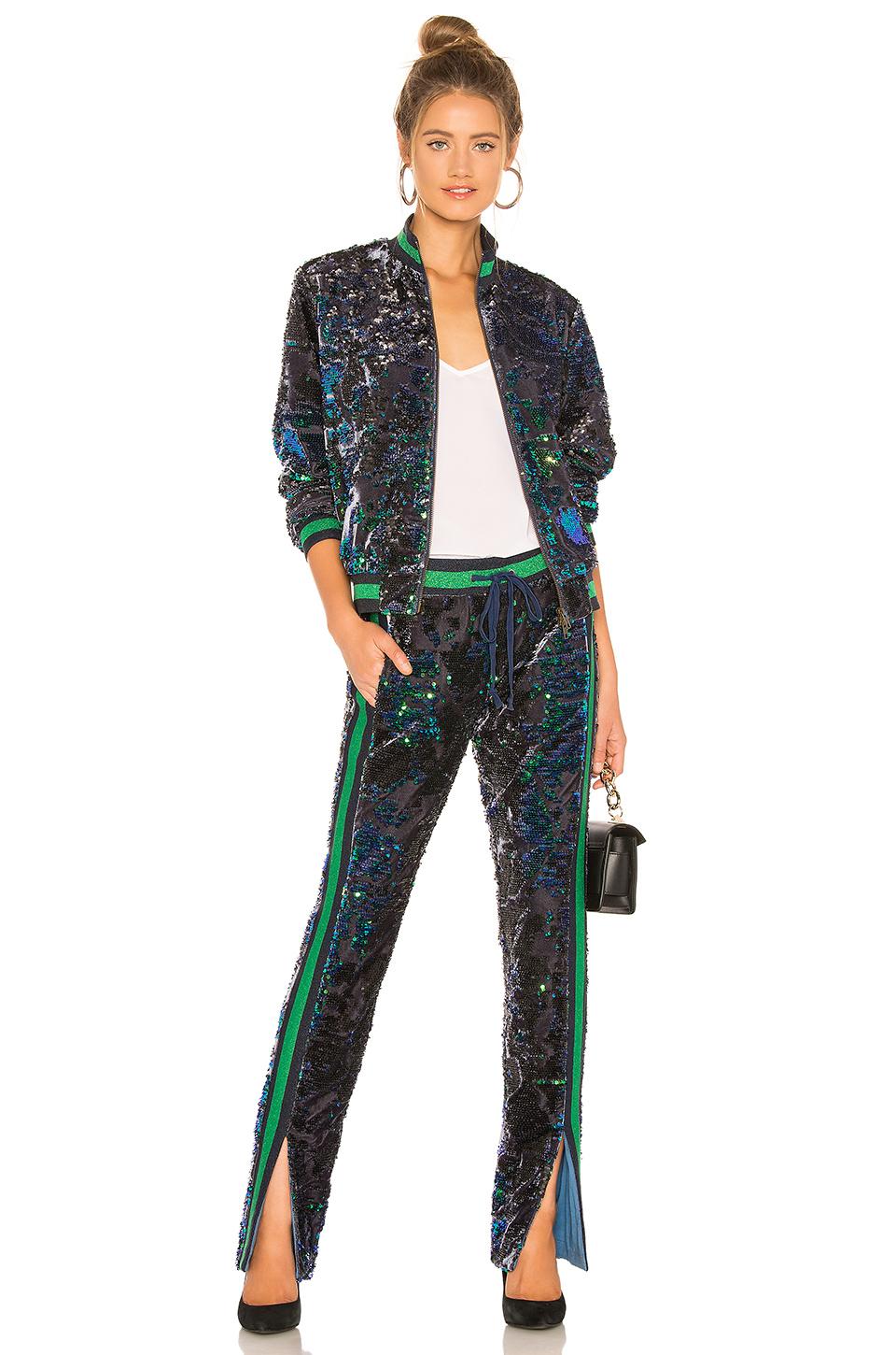 Pam \u0026 Gela Sequin Velour Track Pant in 
