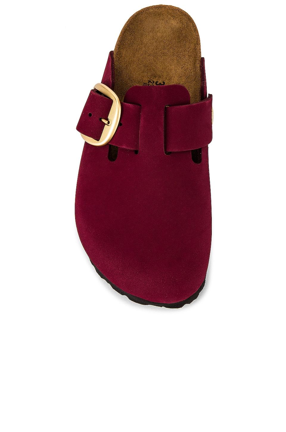 Birkenstock Leather Boston Big Buckle Clogin Maroon in Red | Lyst