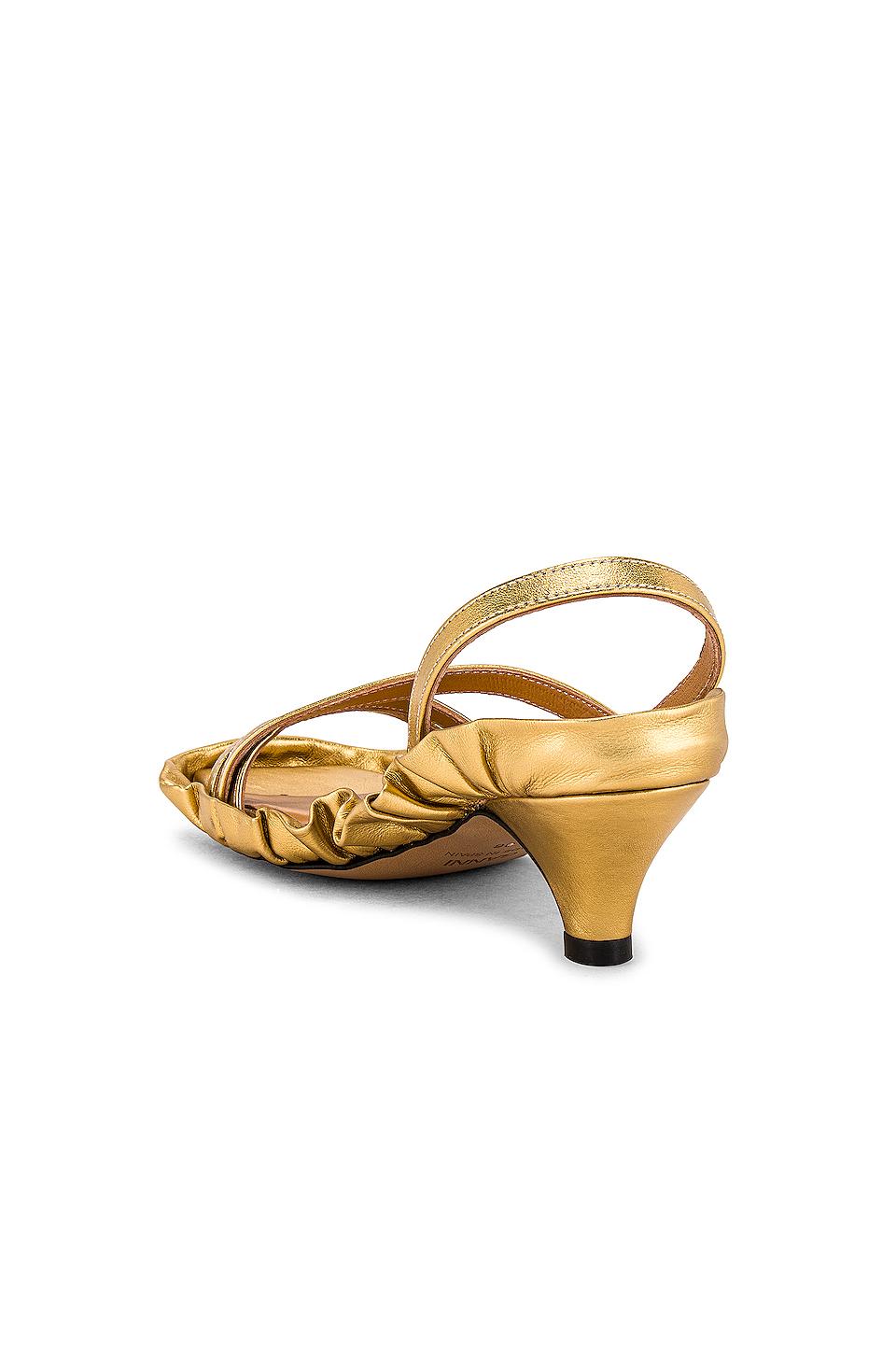Ganni Kitten Heel Sandal in Gold (Metallic) - Lyst
