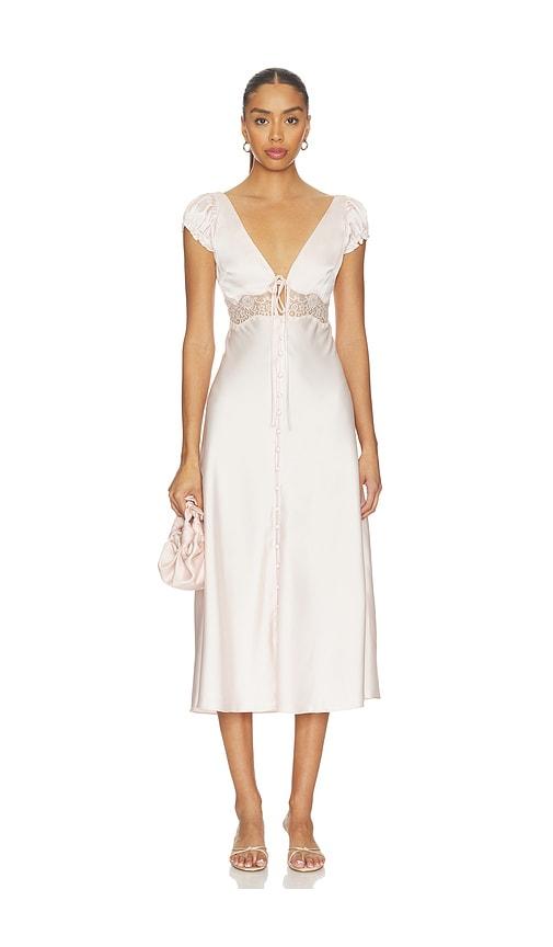 white christmas dresses Clothilde White Shirred Crochet Knit Midi Dress, XL / White