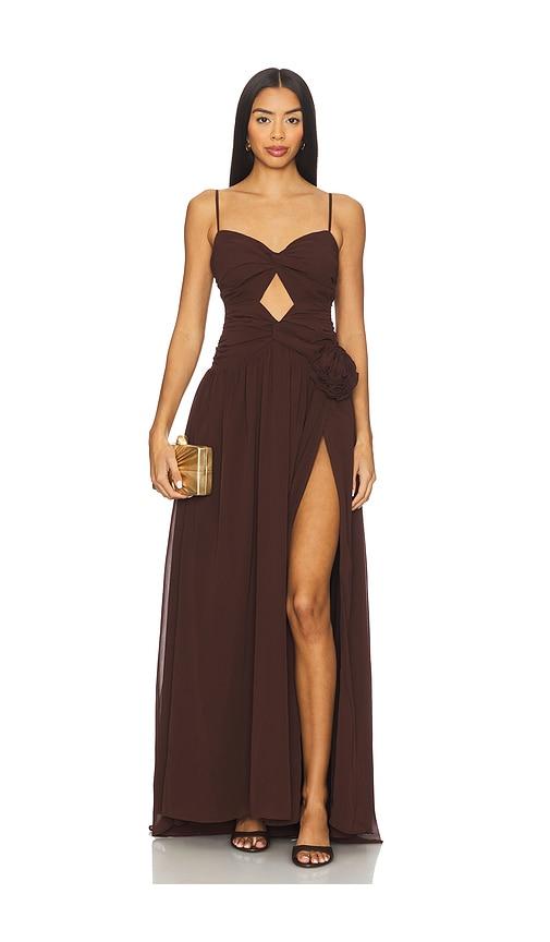 runaway the label brown maxi dress TALLULA MAXI DRESS - ESPRESSO