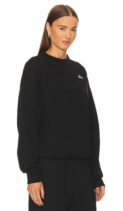 Alo Yoga Accolade Crew Neck Pullover Sweatshirt in Black | Lyst UK