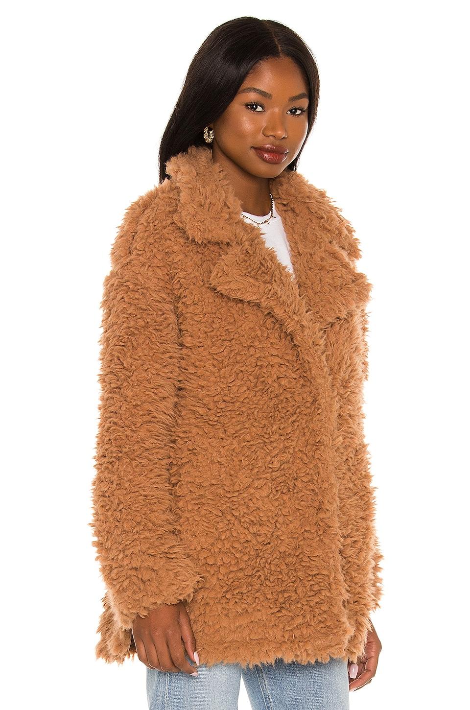Steve Madden What's The Fuzz About Faux Fur Coat in Brown | Lyst
