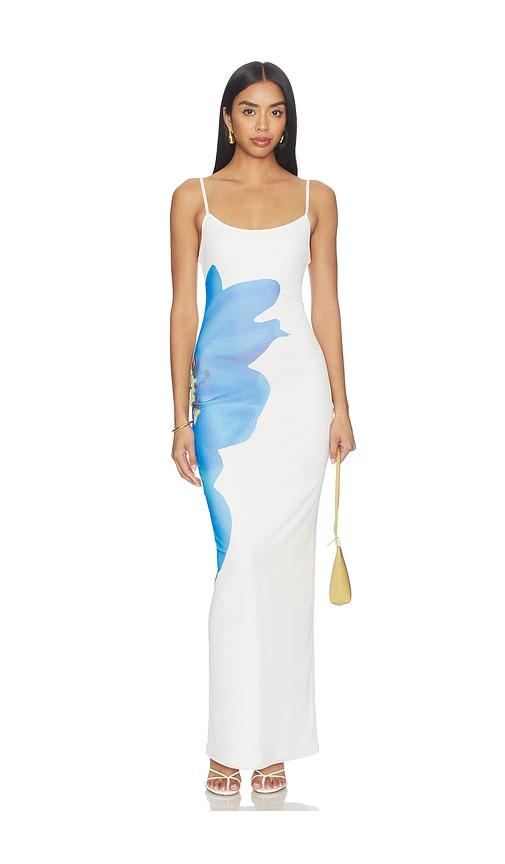 cherlee maxi dress in blue more to come Blue Cap Sleeve Embellished Fringe Maxi Dress