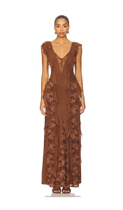 afrm airess dress brown SEROYA Angrea Dress in Brown main image 1