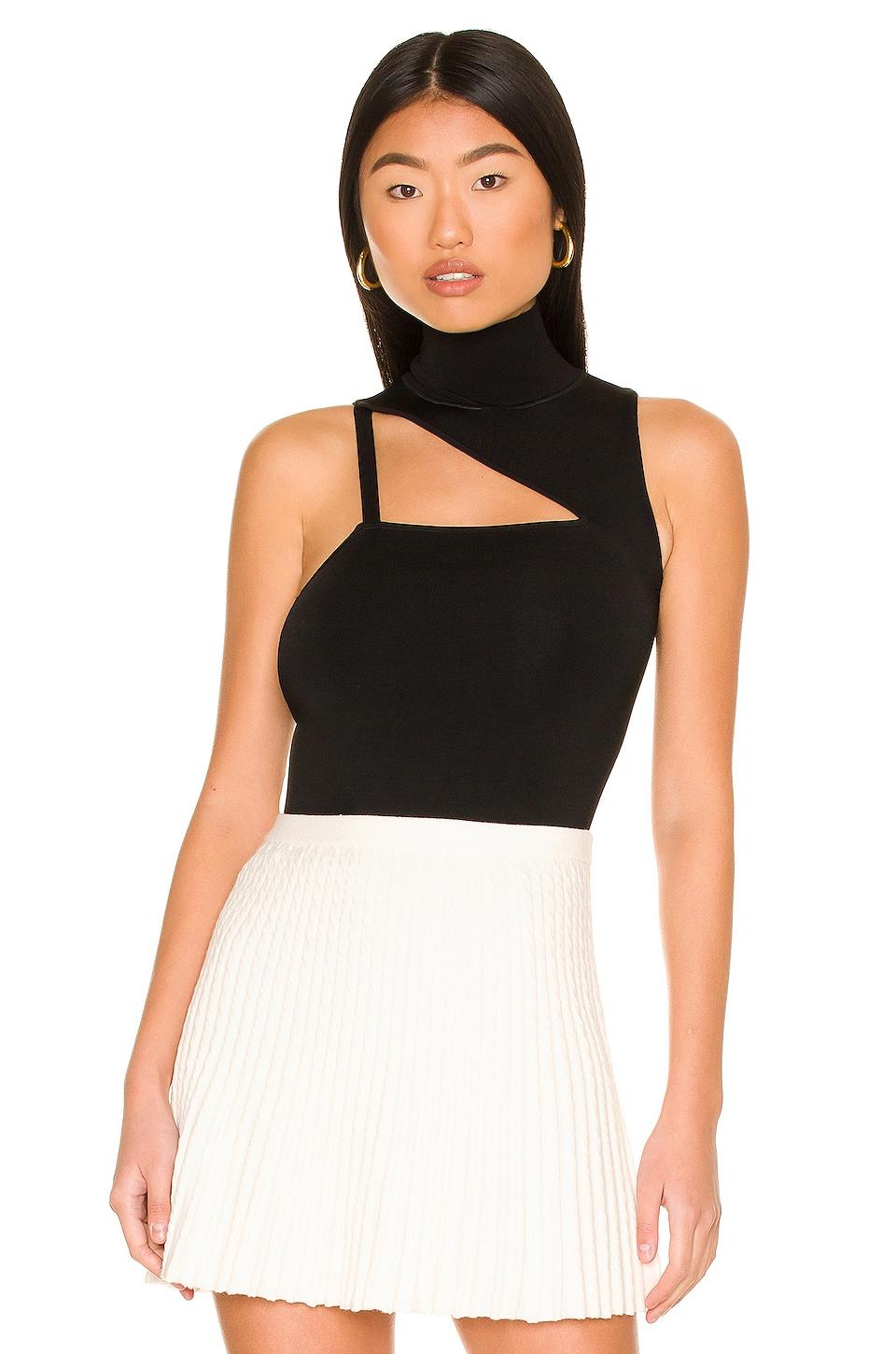 Alice + Olivia Alice + Olivia Wynn Cutout Asymmetrical Mock Neck Tank in  Black | Lyst
