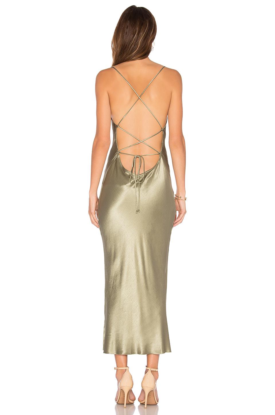 bec and bridge green silk dress