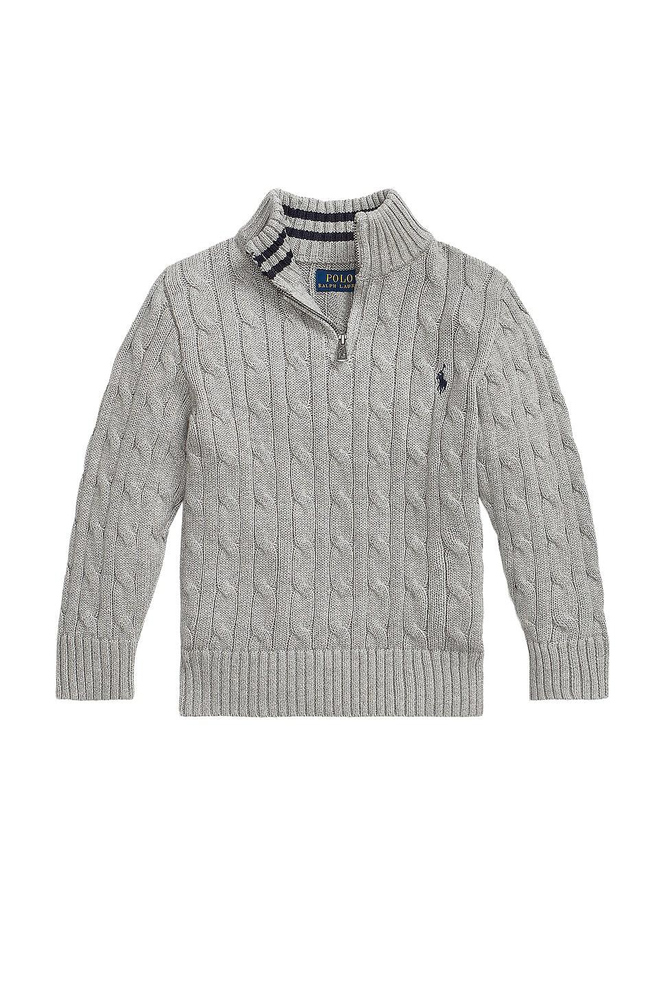 Polo Ralph Lauren レディース グレー ケーブルニットハーフジップ 