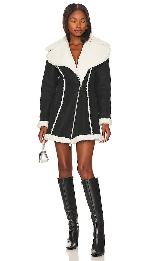 Nbd Jaedon Faux Shearling Jacket Dress in Black | Lyst