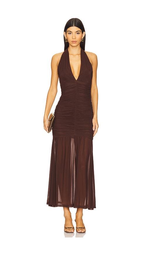 Bardot X Revolve Sephera Halter Mesh Midi Dress in Brown | Lyst