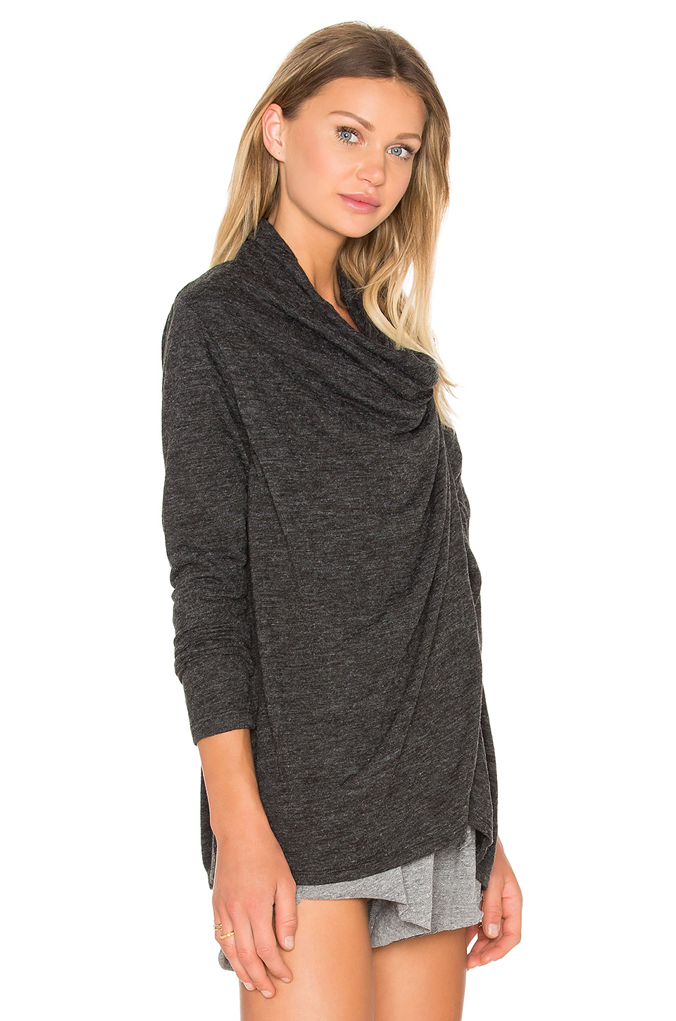 Black wrap cardigan long sleeve top coat – how cardigans in style ...