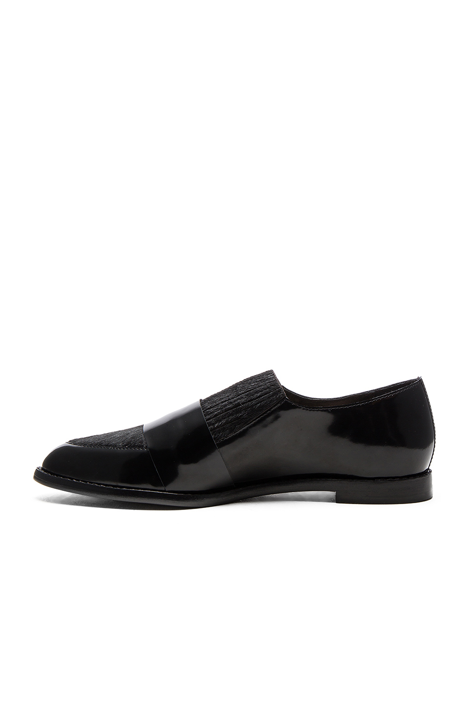 Lyst - Loeffler randall Rosa Patent Leather & Calf Hair Loafers in Black