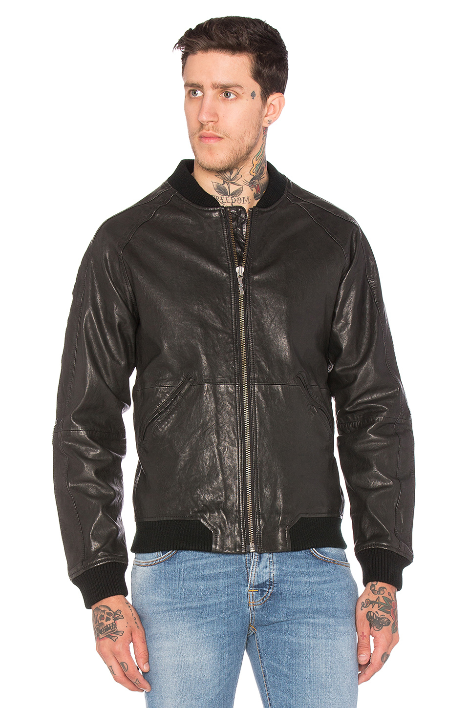 Nudie Jeans Brook Leather Jacket in Black for Men - Lyst