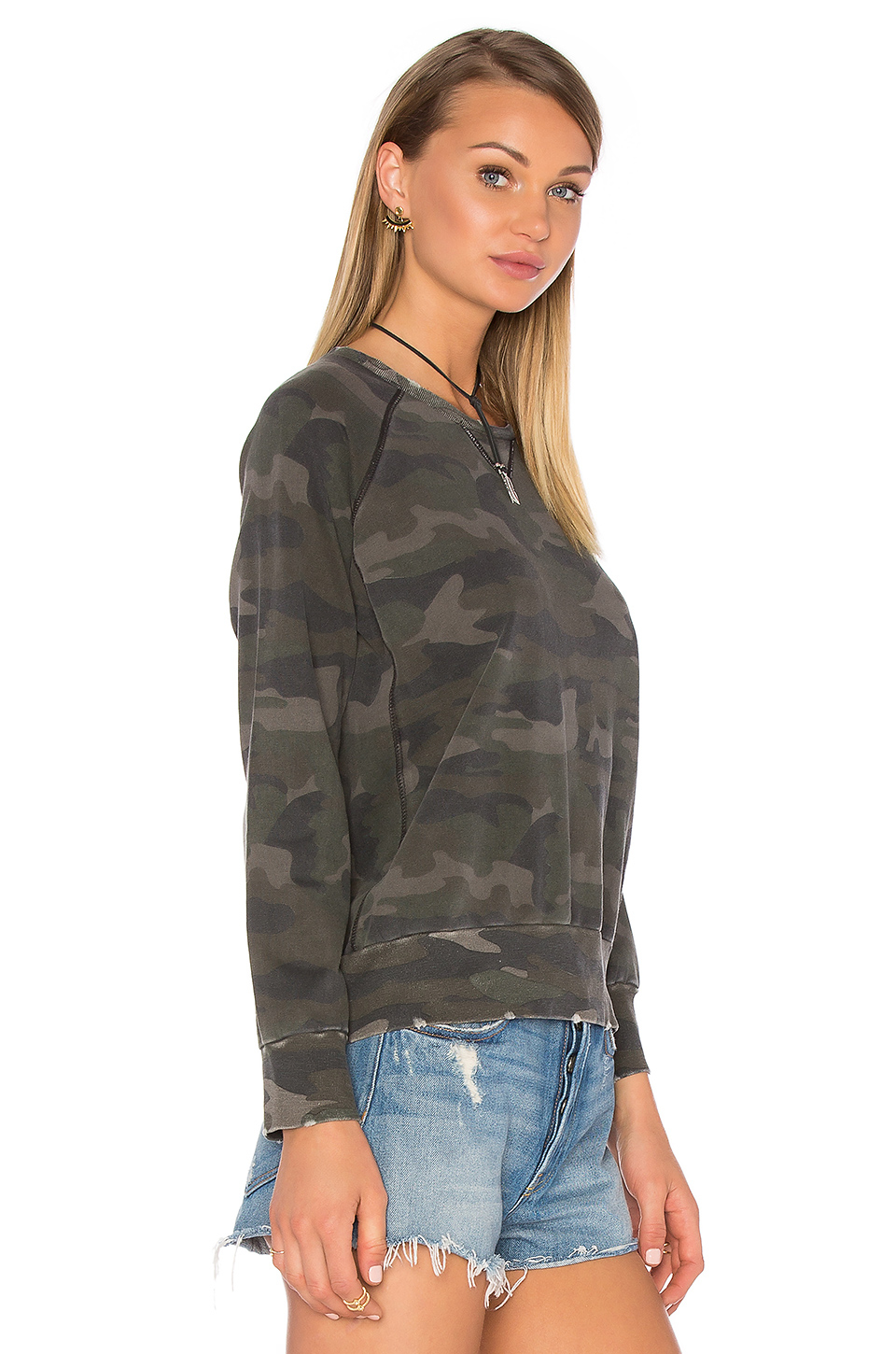 distressed camo sweatshirt