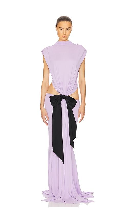 Helsa The Constantina Jersey Dress With Bow in Pink | Lyst