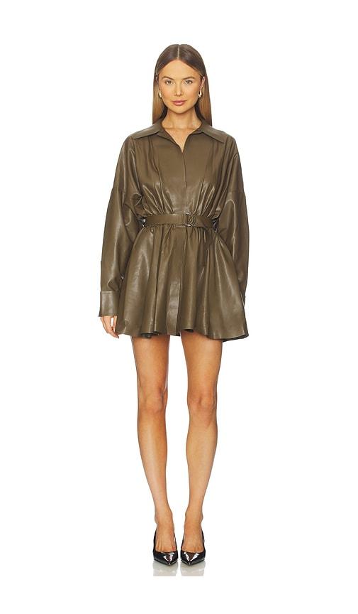 norma kamali oversized shirt shirred bottom mini dress Norma Kamali Oversized Shirt Shirred Bottom Mini Dress in Chocolate