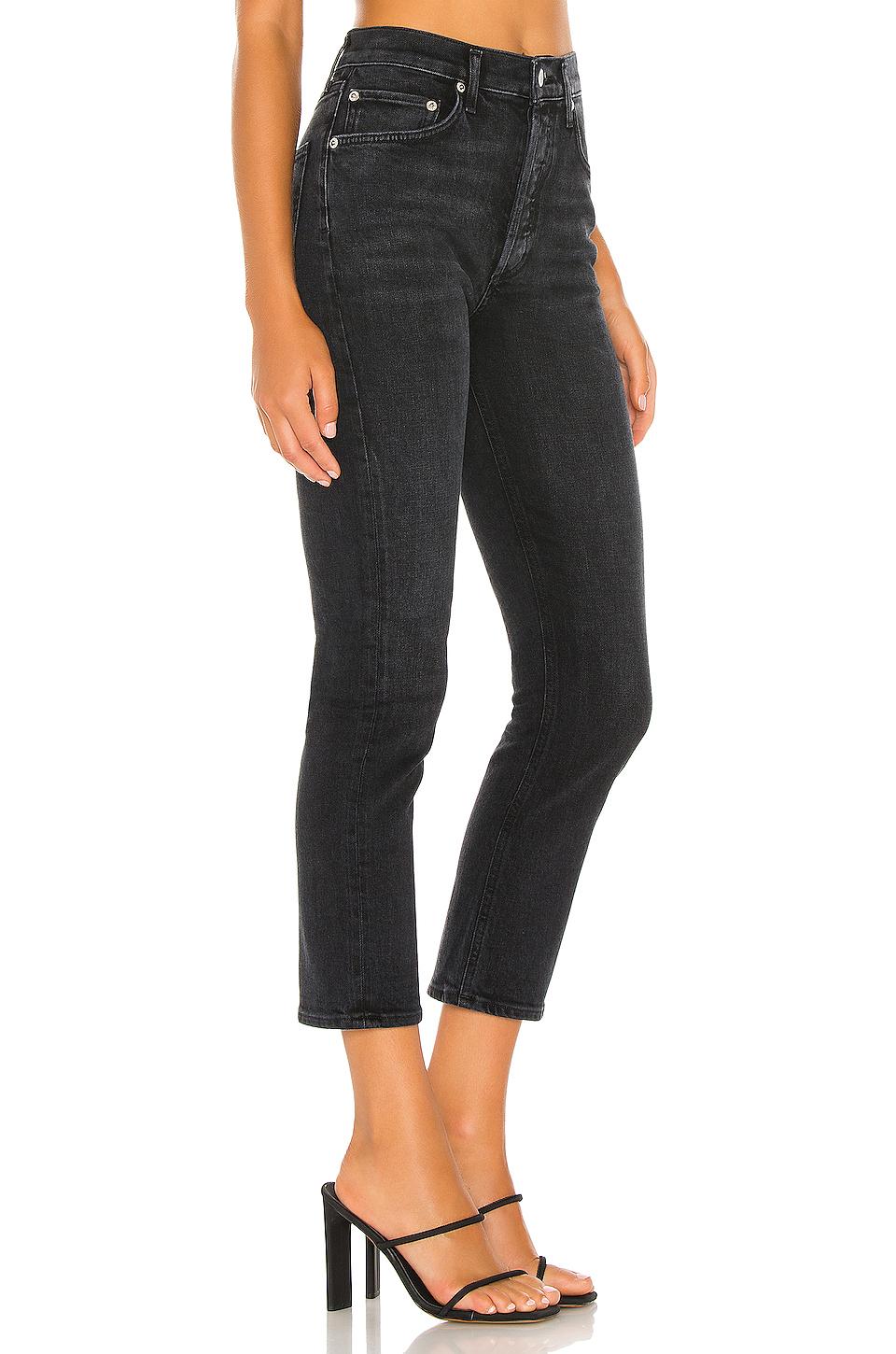 Agolde Cotton Riley High Rise Straight Crop in Black - Lyst