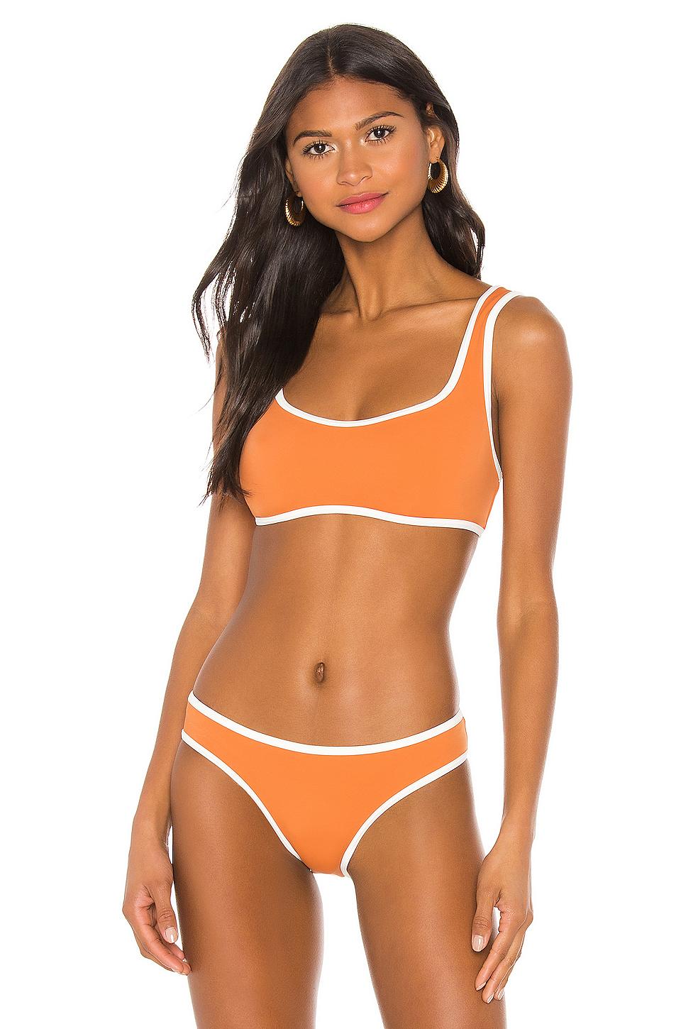Solid & Striped Contrast Trim Bikini Top in Orange | Lyst