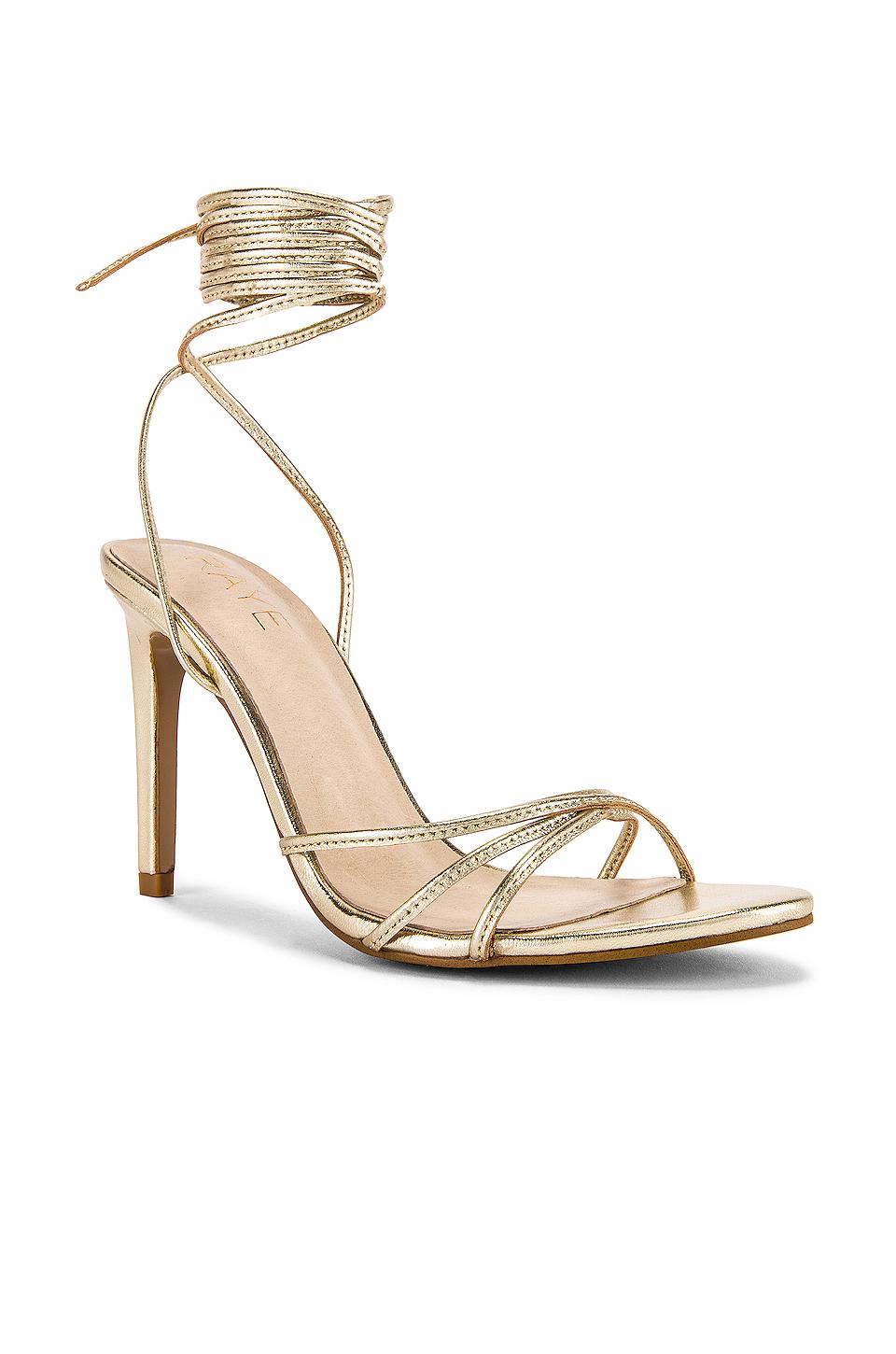 RAYE Leather Trinket Heel in Pale Gold 