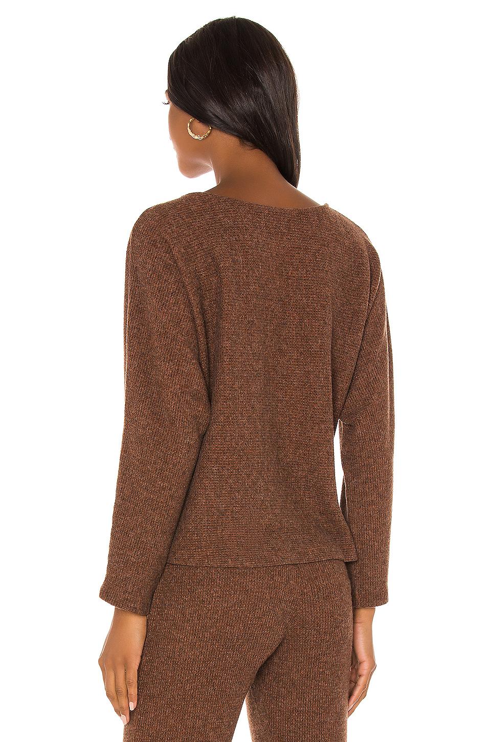 Monrow Thermal Open Neck Tee in Caramel (Brown) - Lyst