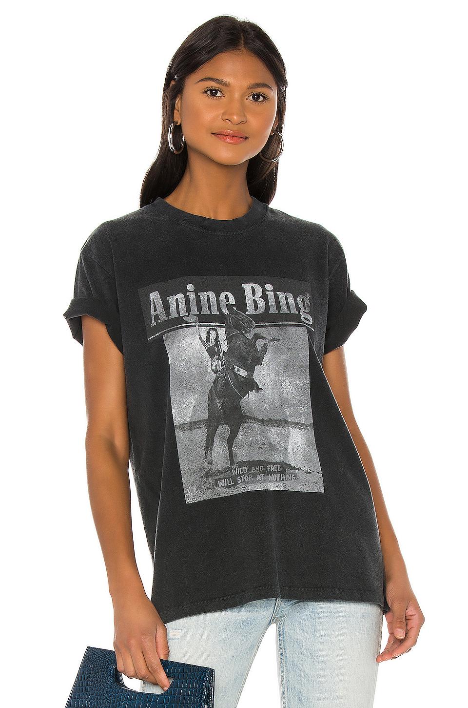 Anine Bing Lili Wild And Free Tee in Black | Lyst