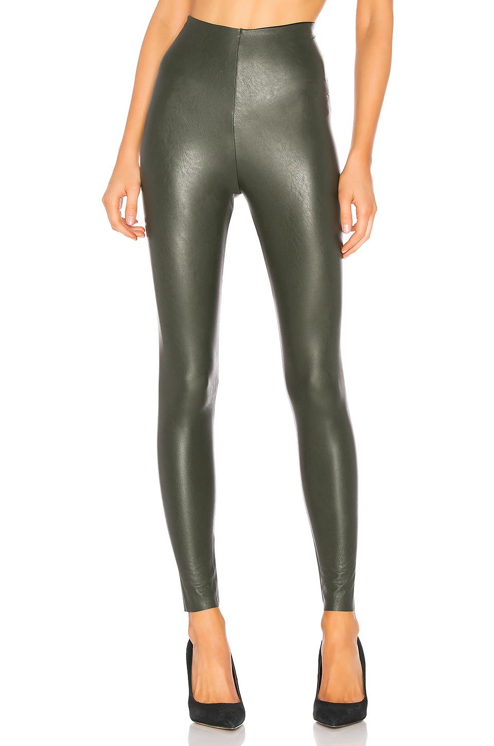 Faux Leather Legging in Dark Green 