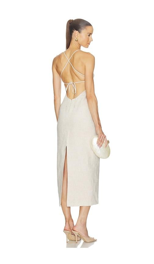 white denim midi dress White Denim Midi Dress with Godet Skirt ODE