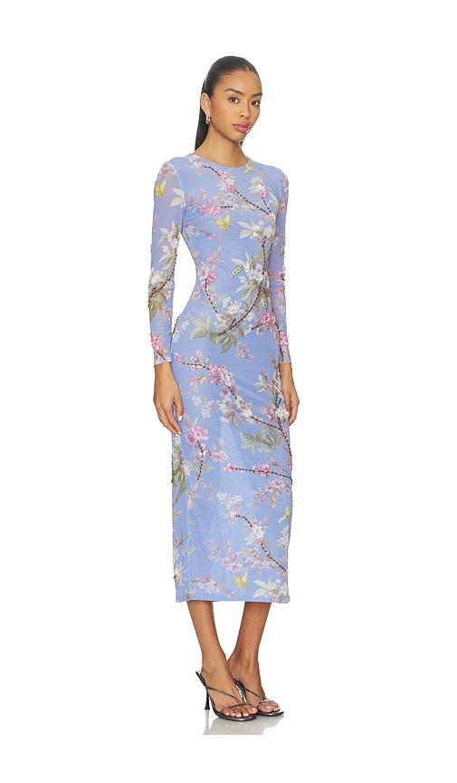 blue gold white dress WAVE MESH BEACH DRESS  PatBO