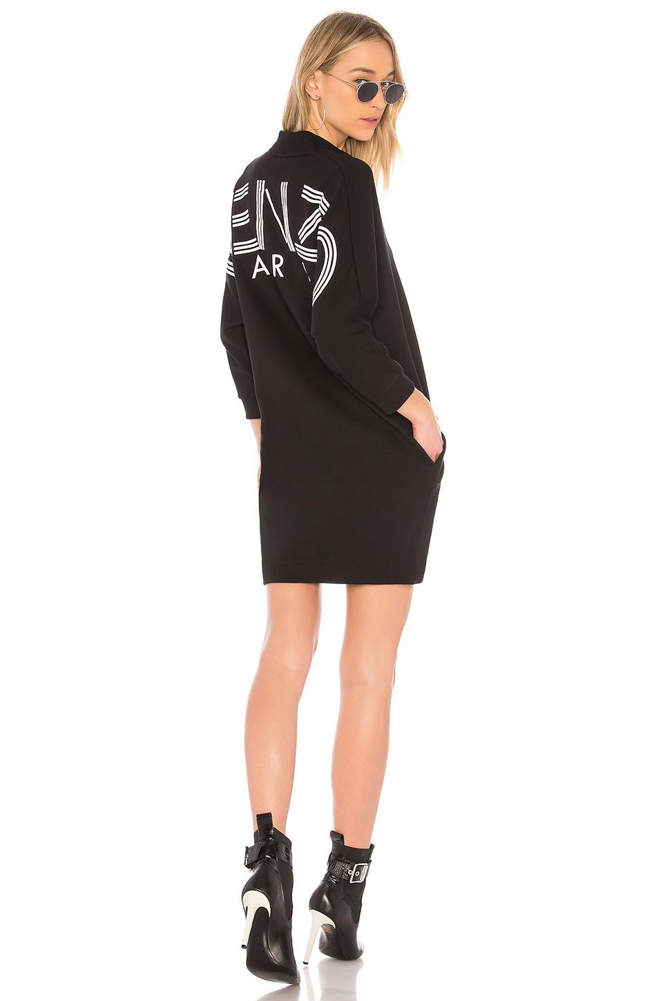 KENZO Cotton Sport Sweater Dress in Black - Lyst