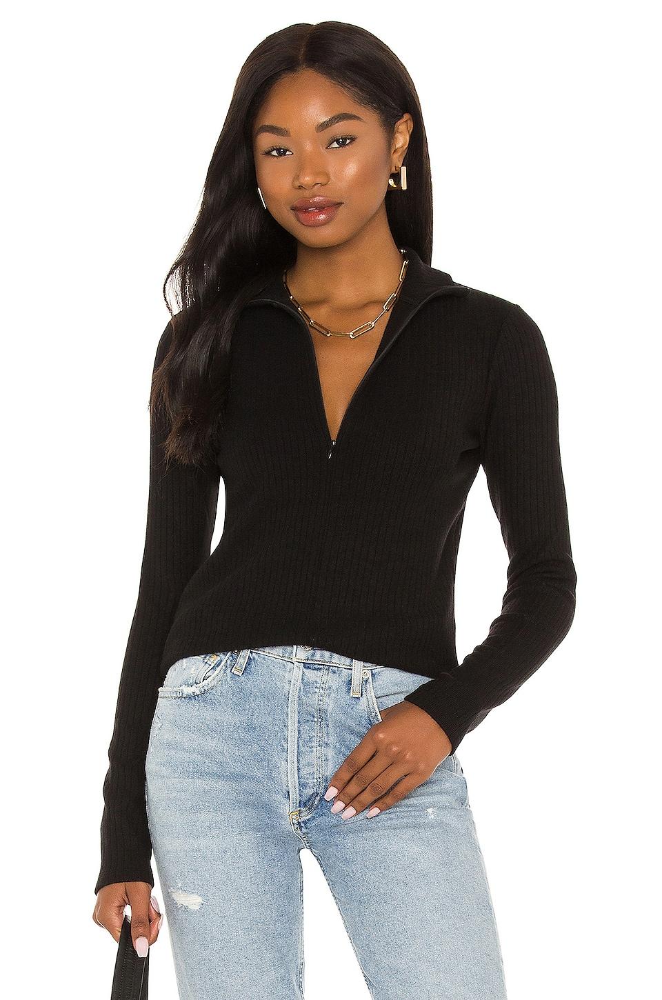 vince ribbed half zip sweater