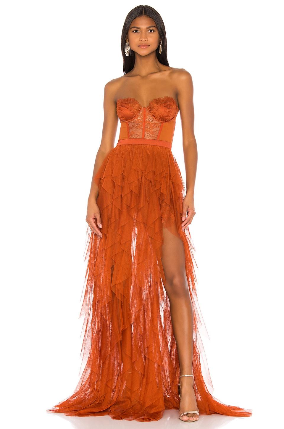 For Love & Lemons X Revolve Bustier Gown in Orange | Lyst