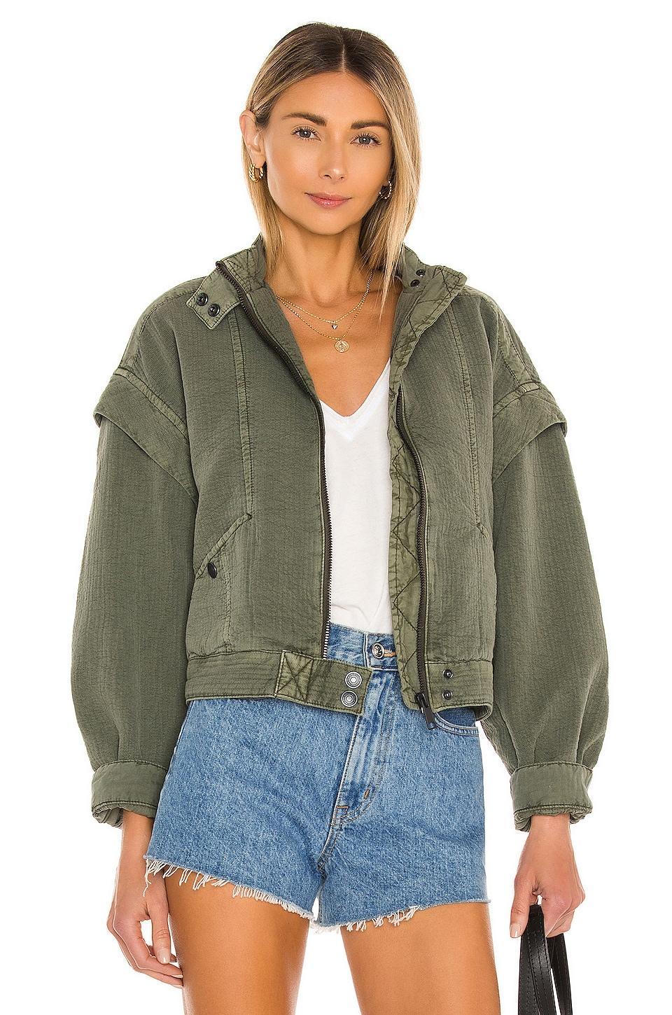 Free people green bomber jacket cheap